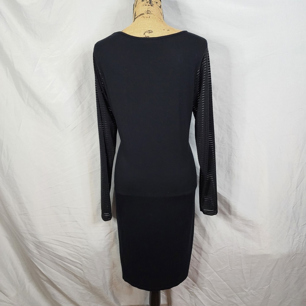 ASOS CURVE Size 18 Black Viscose Knit Sheer Ribbed Long Sleeve Sweetheart‎ Dress - Picture 5 of 12